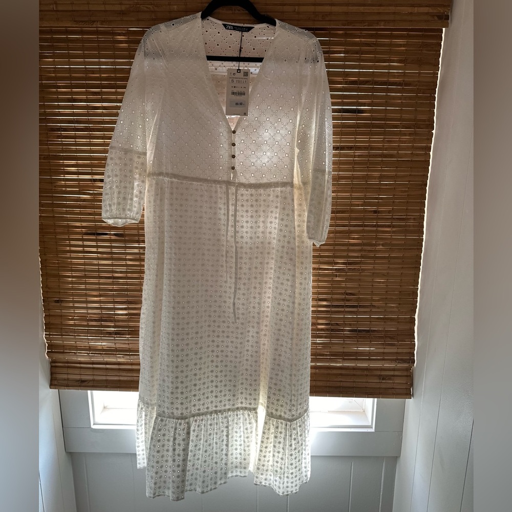 ZARA Eyelet Midi Dress